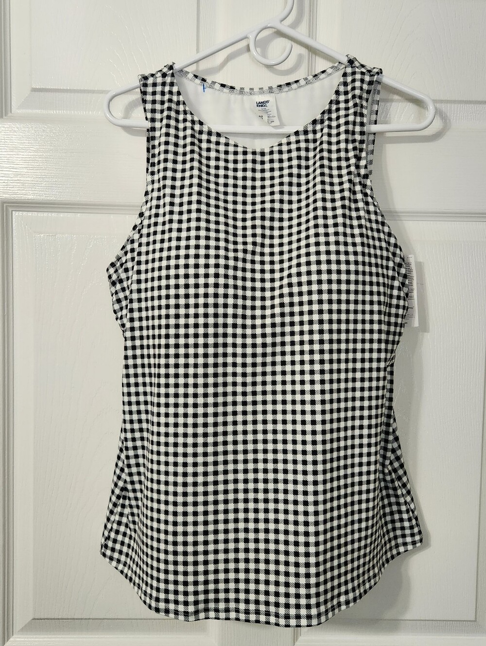 Lands' End Black and White Gingham Tankini, Size 16 DD